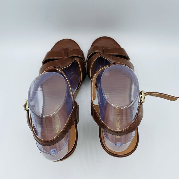 Franco Sarto Shoes Womens Size 10 M Brown Milby Cork Wedge Sandals T-Strap - Picture 11 of 14